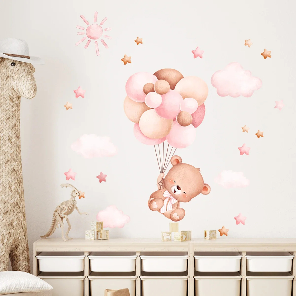 수채화 스타일의 귀여운 곰돌이 벽 스티커, 어린이 방, - Baby Girl Nursery Quotes 리뷰 및 가격